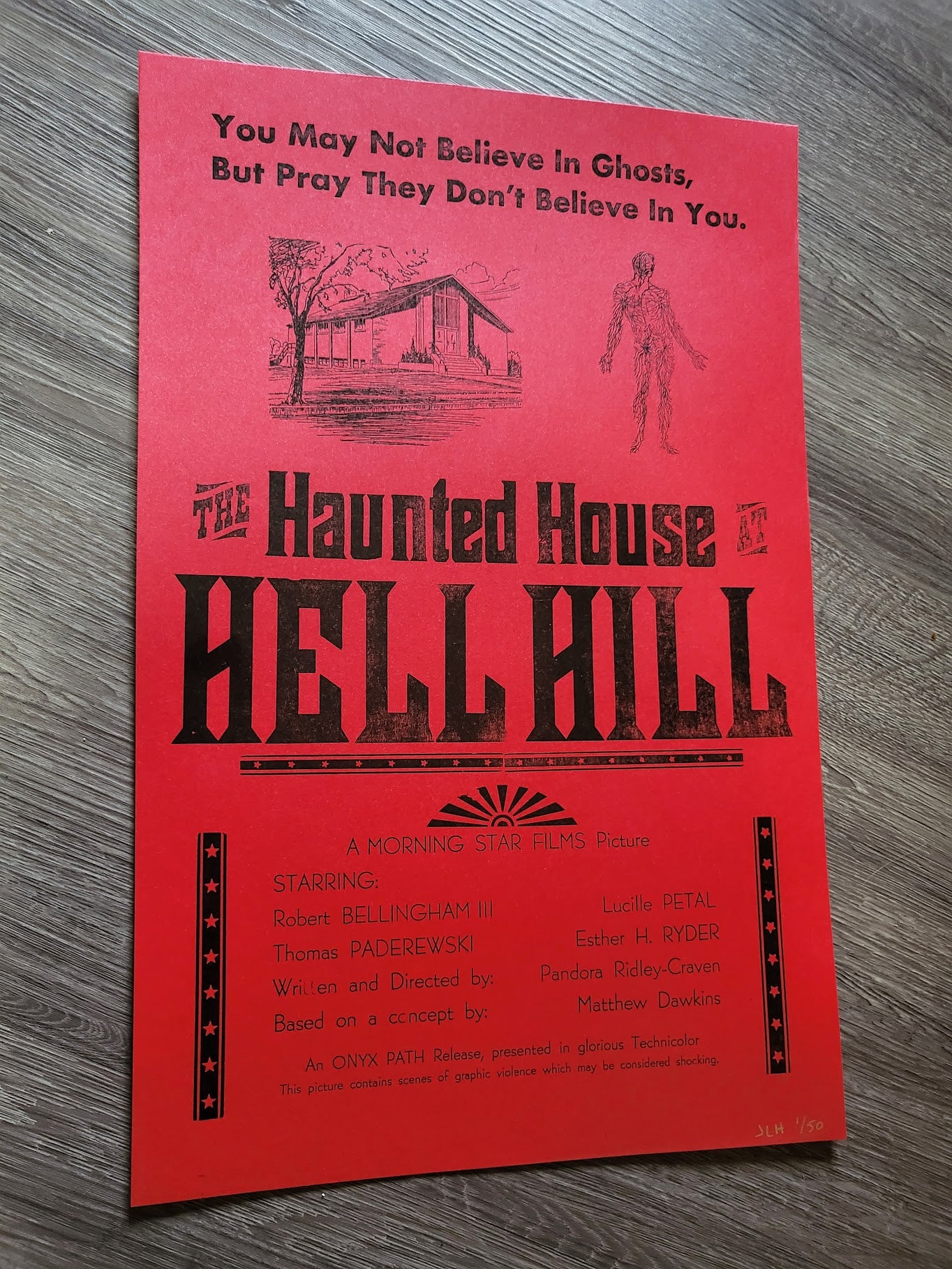 "The Haunted House at Hell Hell" Letterpress Movie Poster