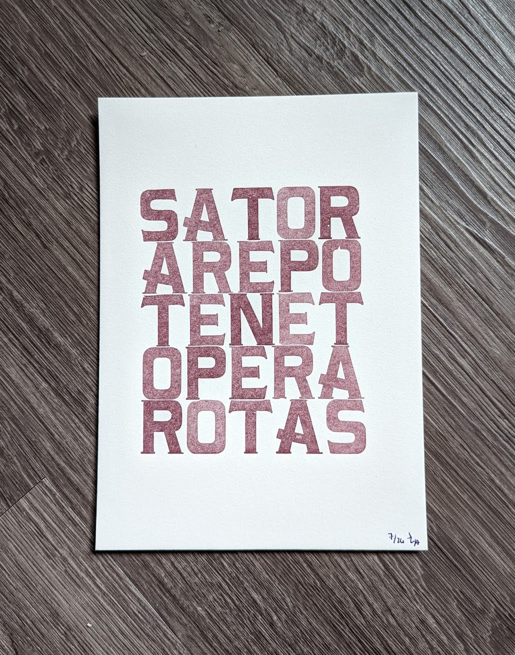 Sator Square Letterpress Print
